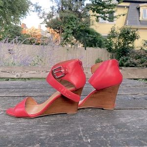 Nine West Pink-Red Heeled Sandals. Sz 6.5